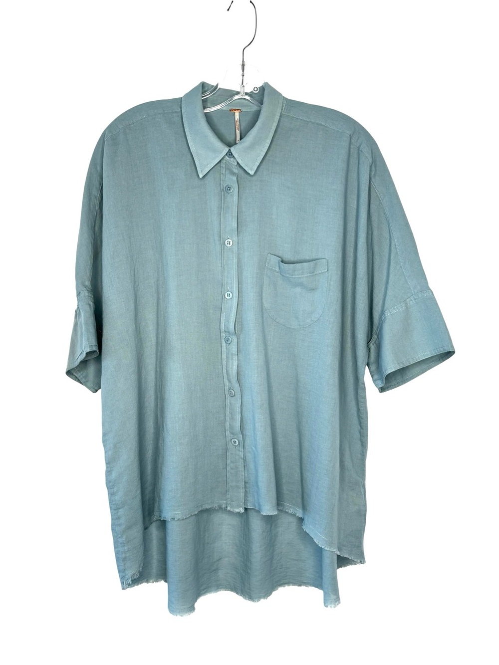 Free People We The Free ‘Made For Sun’ linen oversized shirt faded denim, Small - Picture 2 of 8